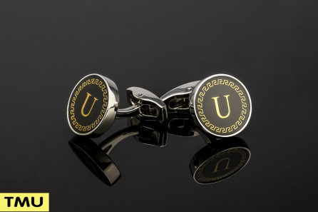 Black & Gold Alphabet "U" to "Y" Cufflinks